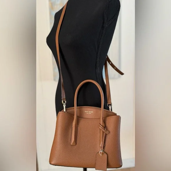 Kate Spade Medium Top Handle Satchel: Brown Leather w/ Removeable Shoulder Strap - Picture 2 of 13